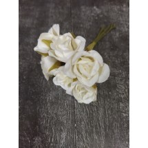 Цветы из ткани 2,5 см в пучках (6 шт) цв. молочный, цена за пучок